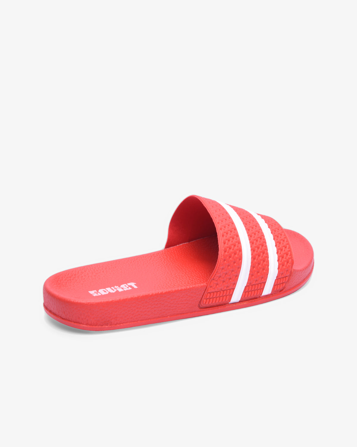 Soviet Mens Quest casual slider footwear in red and white with cushioned straps and slip-on design.