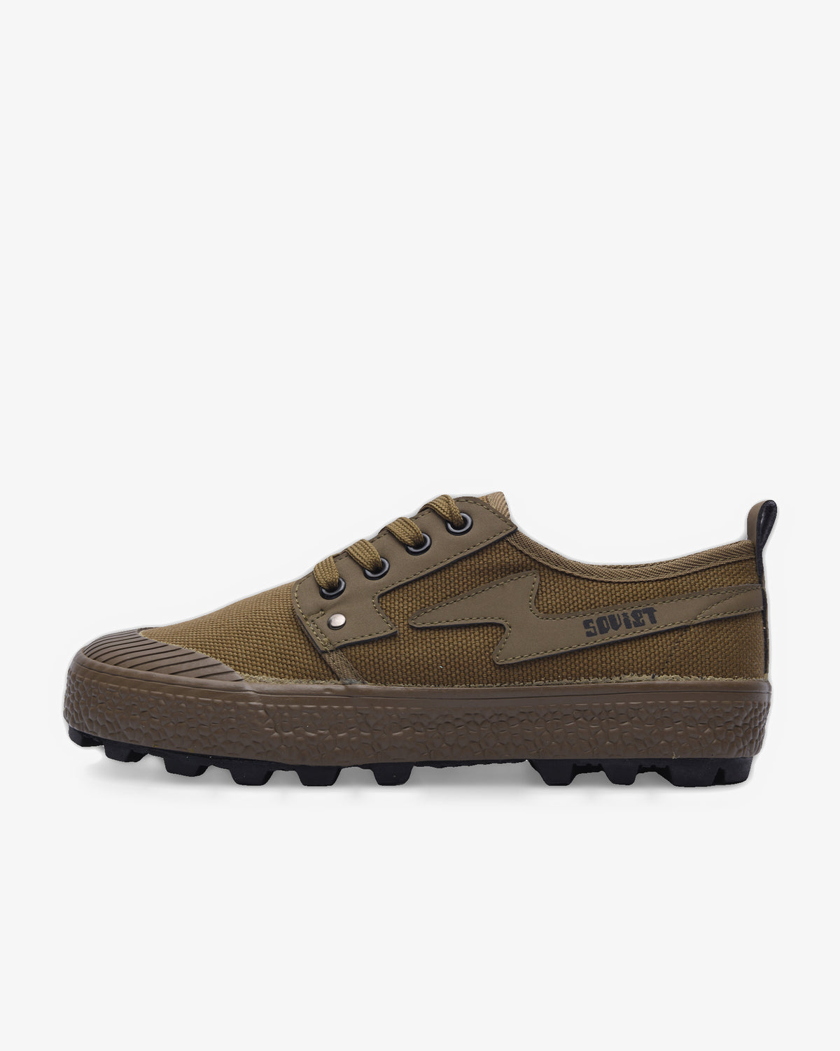 Men's Soviet Sonic low cut canvas footwear, casual sneakers with white soles and black fabric upper.