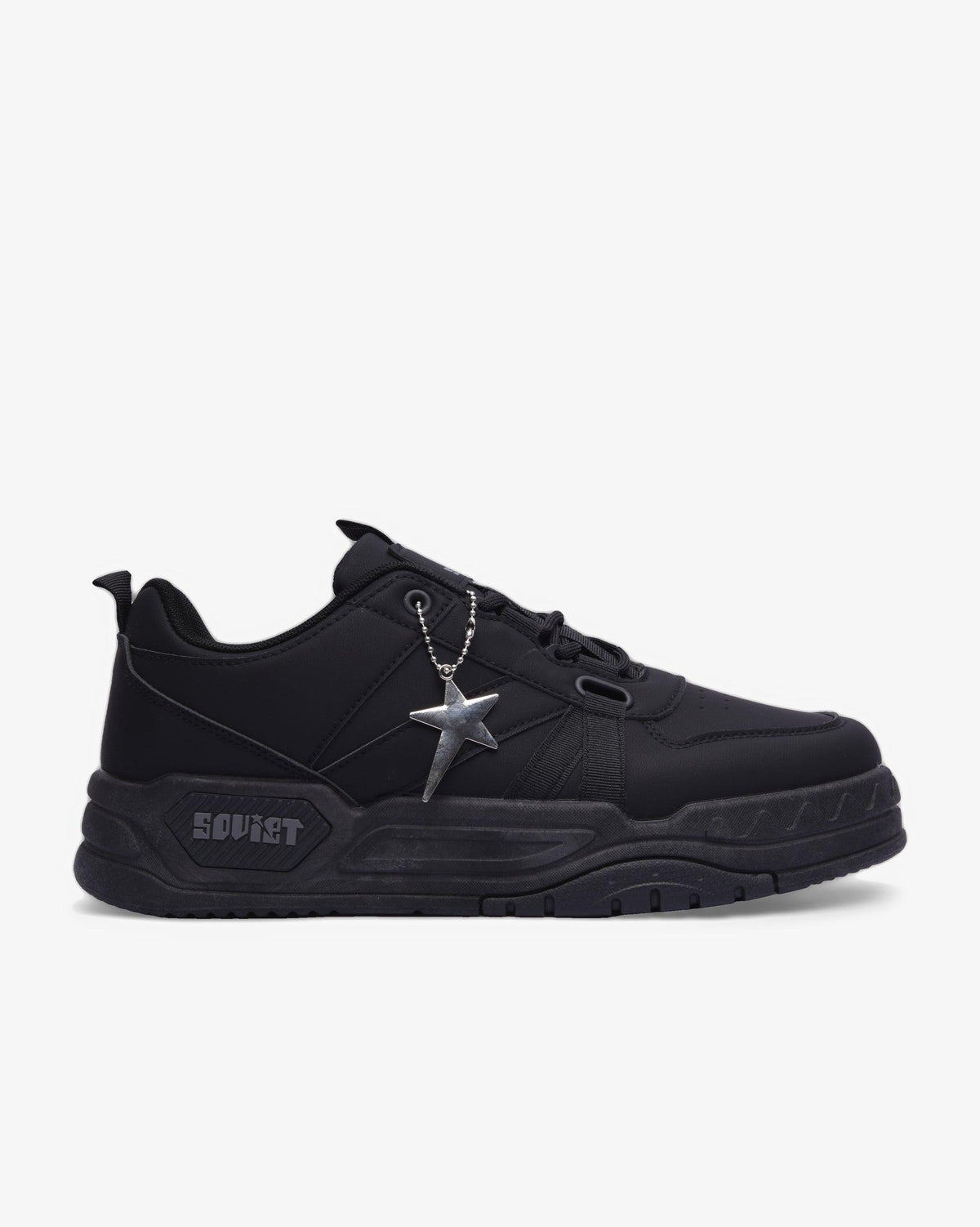 Men's Soviet Superboss low cut sneaker in black mono, showcasing sleek footwear with minimal design and comfortable fit.
