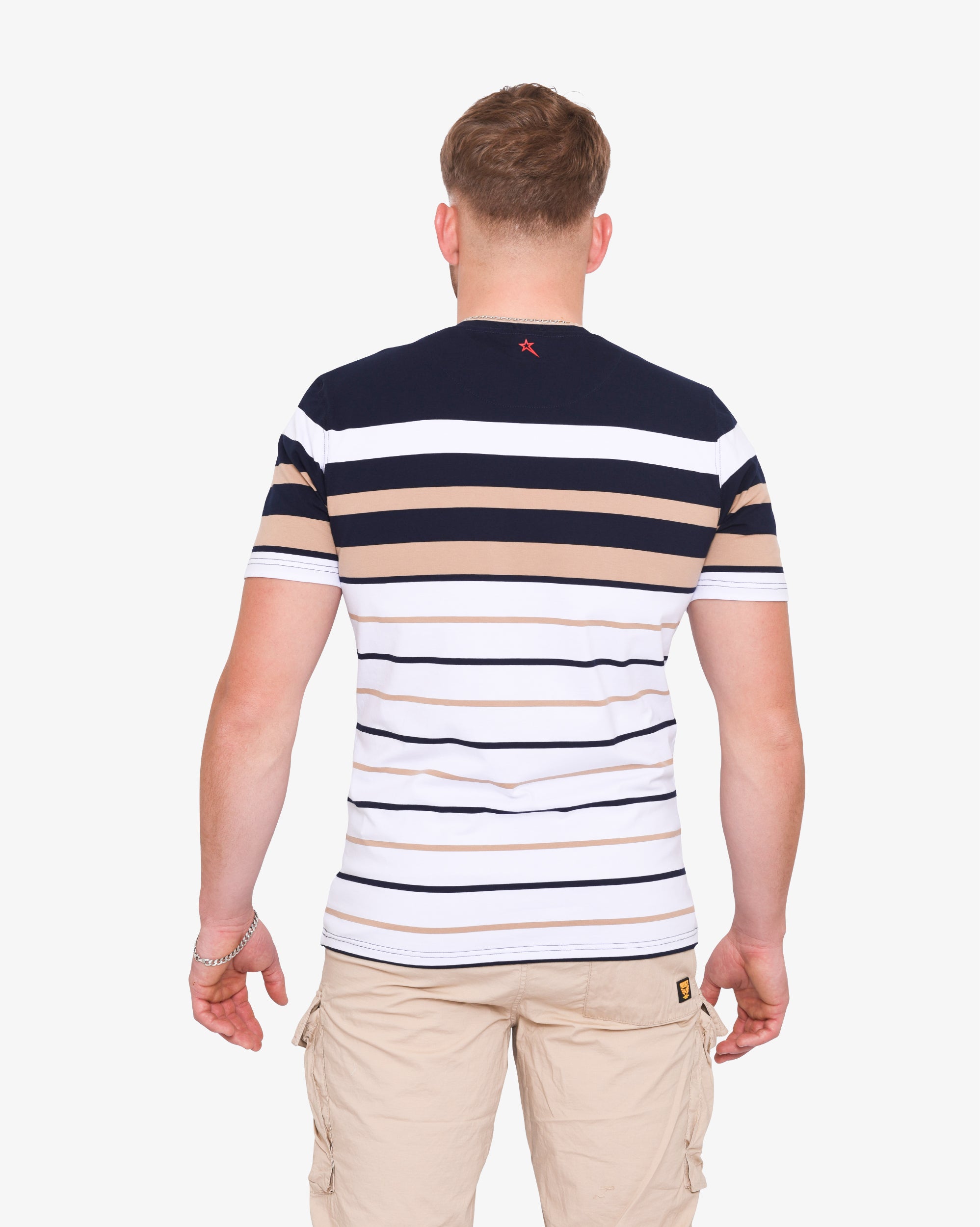 Mens Wells - Striped V-Neck Tee