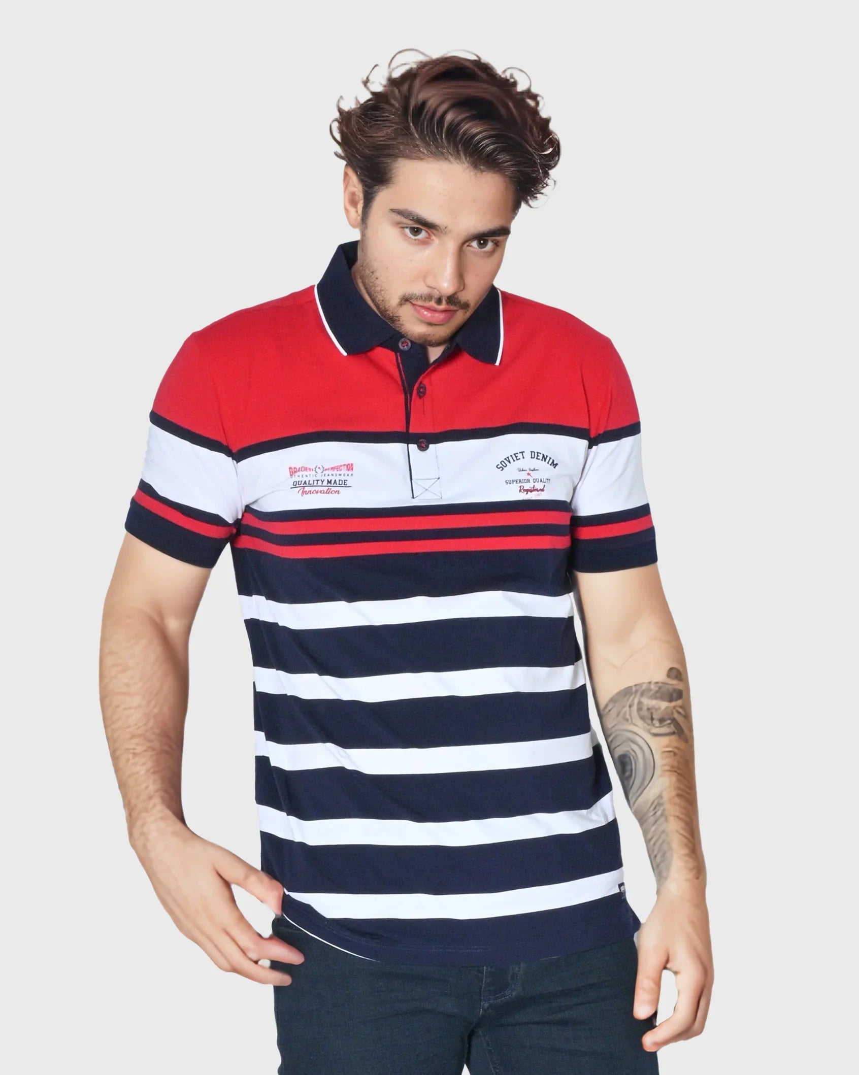 Mens Novak - Striped Cotton Golfer