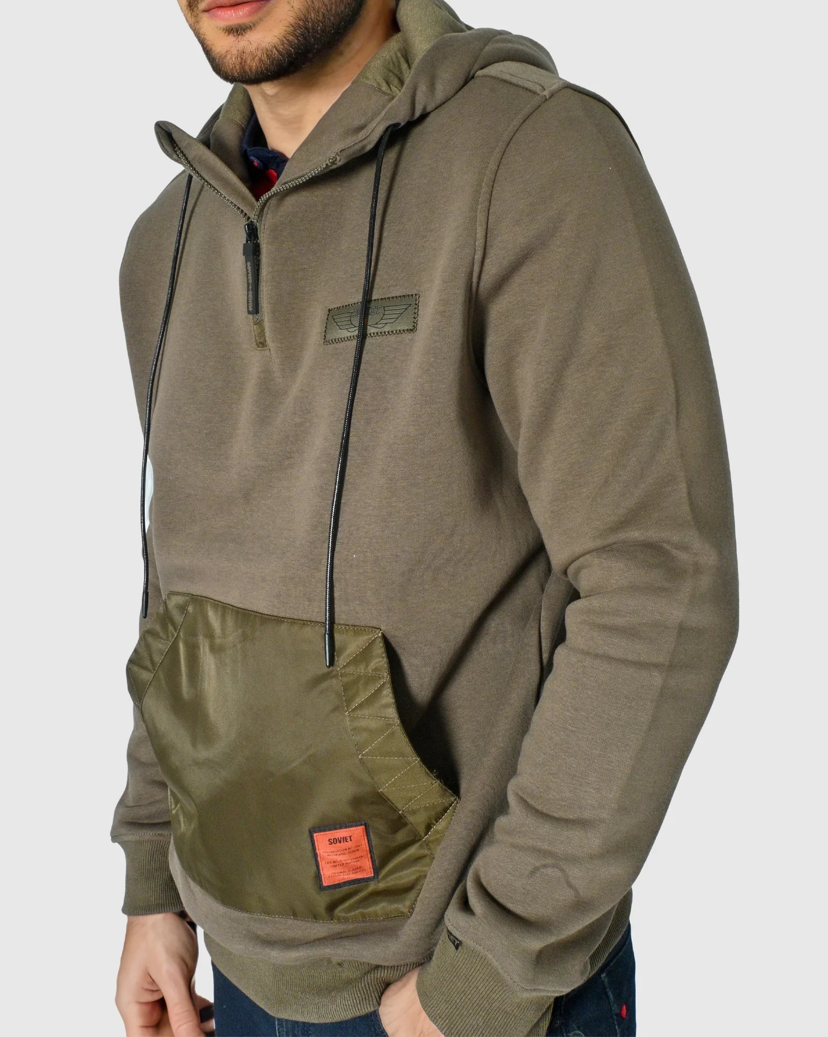 Mens Sargent - Cotton Kangaroo Pouch Hoodie