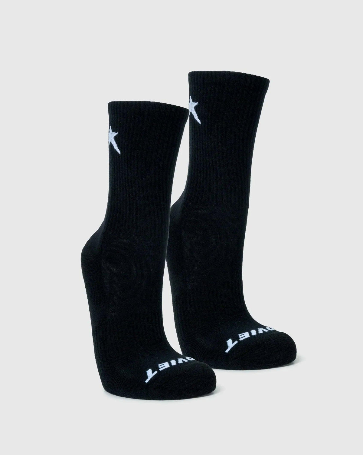Soviet Blackbird cotton tube socks in one size, soft black accessories with a comfortable fit, shown laid flat.