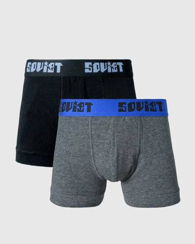 Soviet Mens Granite Premium Body Fit Trunks, close-up of black men's underwear with elastic waistband and branding details.