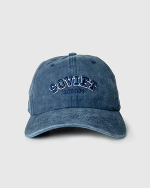 Soviet Mark denim cap, casual accessories with a classic blue denim design, adjustable strap, and embroidered logo.