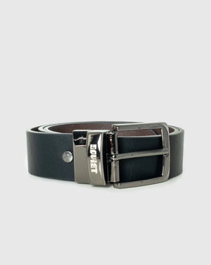 Soviet Men's Hymie reversible belt, adjustable accessories with metal buckle and two-tone leather design.