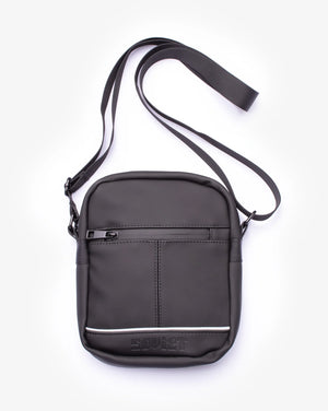 Soviet Siya crossbody bag in black leather with adjustable strap and minimalist design, suitable for everyday accessories.