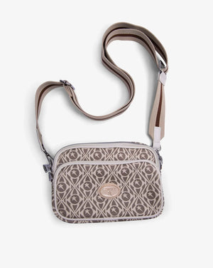 Soviet Soul PU crossbody bag in black leather with adjustable strap and minimalist design, featuring subtle branding.