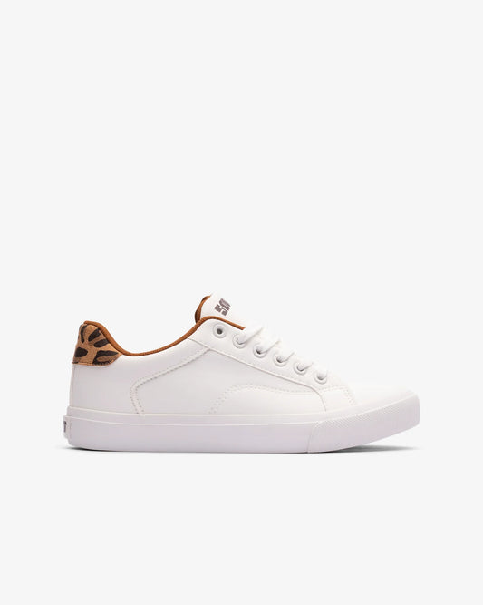 Ladies Persia Soviet low cut leopard print sneaker, stylish footwear with animal print design, casual and comfortable for everyday wear.
