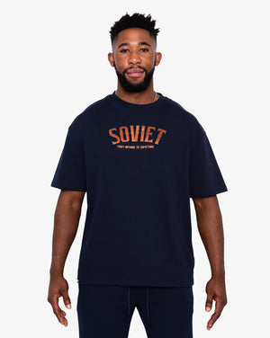 Mens Soviet Revive fashion T-shirt featuring a casual fit, made of soft cotton, with a stylish graphic design on the front.