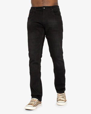 Men's Soviet Trooper #12 straight leg jeans, denim apparel with classic fit and durable design, shown in a detailed close-up image.