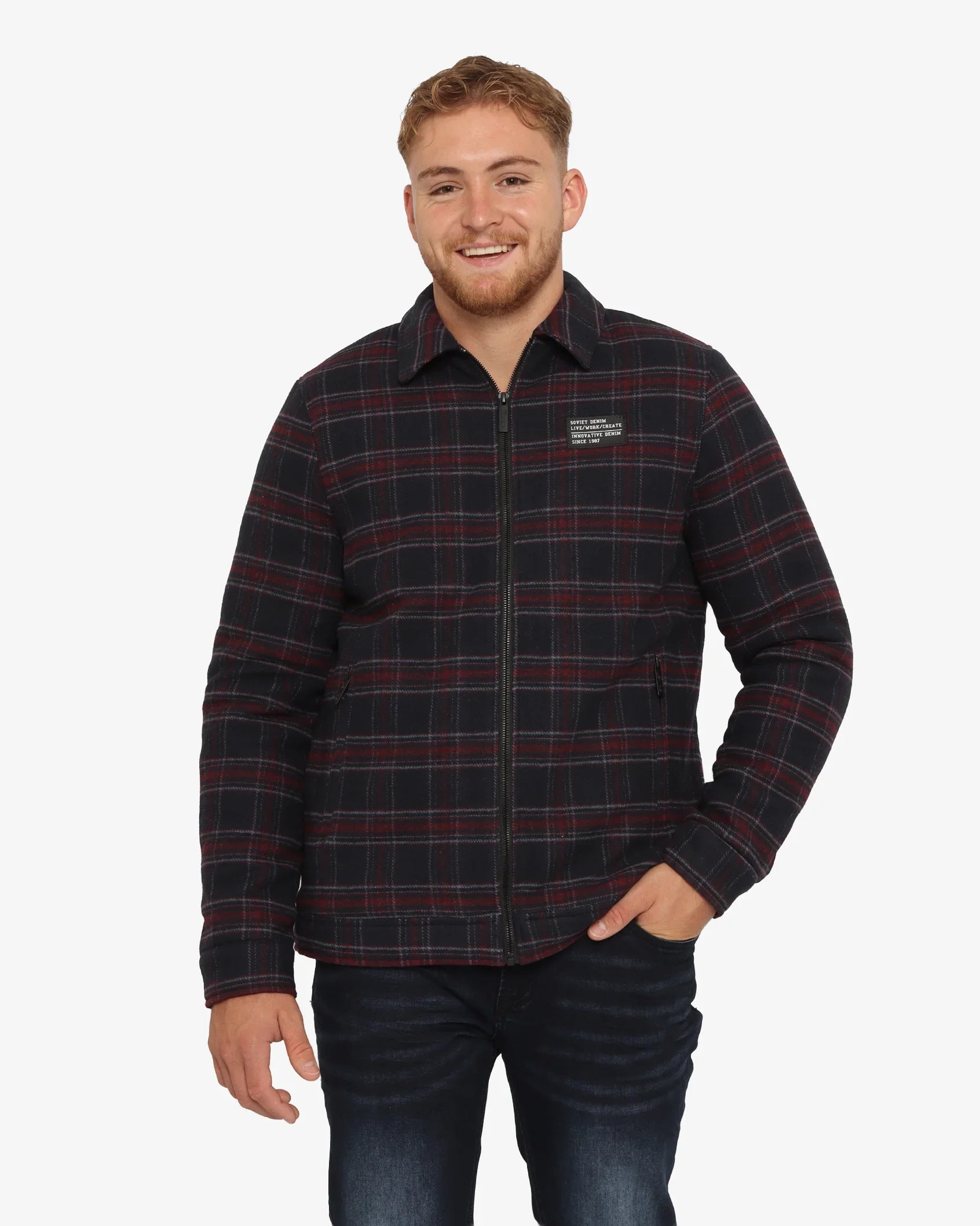 Mens Sylas - Zip Through Check Jacket