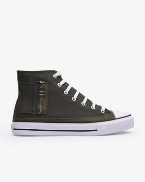 Men's Soviet Alpha hi-cut vulcanized canvas footwear with zipper, casual sneakers featuring a high-top design and lace-up closure.