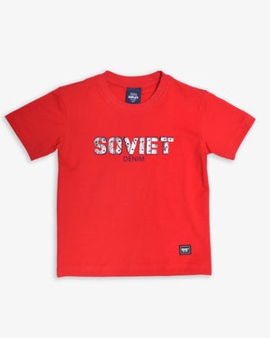 Red boys' short sleeve fashion T-shirt by Soviet featuring a casual, stylish design suitable for everyday wear.