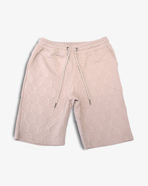 Soviet Boys Gable track shorts in stone color, sporty apparel with elastic waistband and side pockets, casual athletic wear for boys.