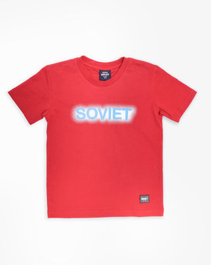 Red boys' short sleeve box fit fashion T-shirt by Soviet, featuring casual apparel design with bold style and comfortable fit.