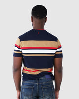Mens Crater - Striped Cotton V-Neck T-Shirt