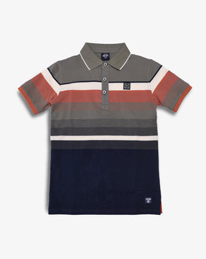 Boys' Soviet Eddie short sleeve yarn-dyed golfer shirt featuring a classic design and vibrant colors, displayed on a hanger.