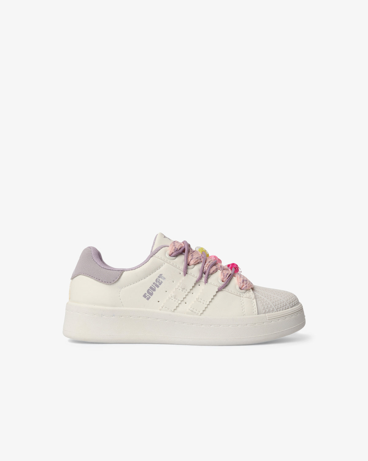 Kids Eva low cut casual lace-up sneakers in mauve and white, Soviet brand footwear for comfortable kids' casual wear.