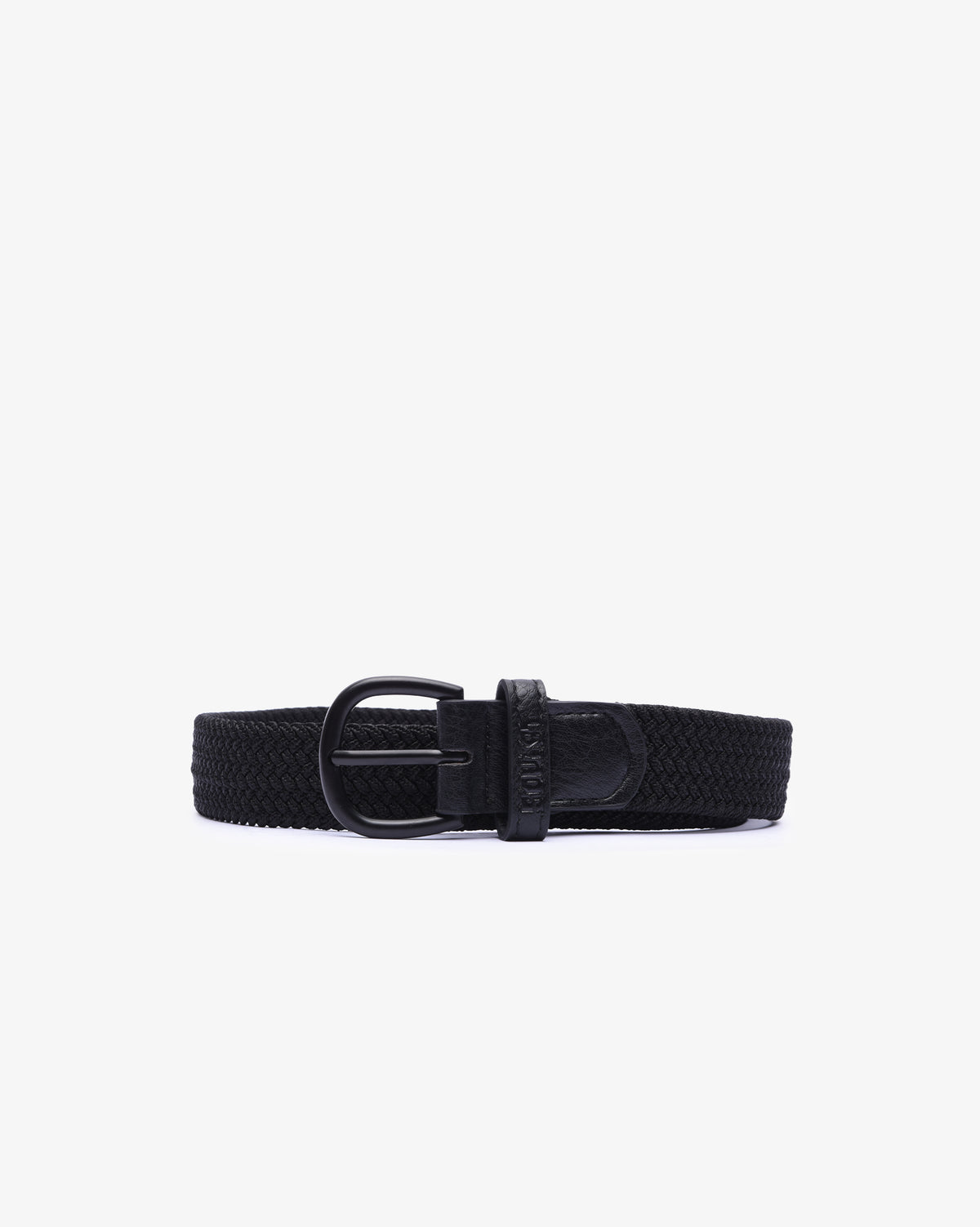 Black kids' stretch woven belt by Soviet, featuring adjustable woven fabric and a simple buckle, suitable for casual wear.