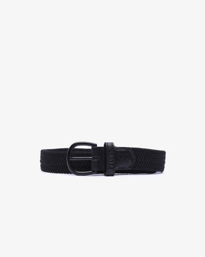 Black kids' stretch woven belt by Soviet, featuring adjustable woven fabric and a simple buckle, suitable for casual wear.