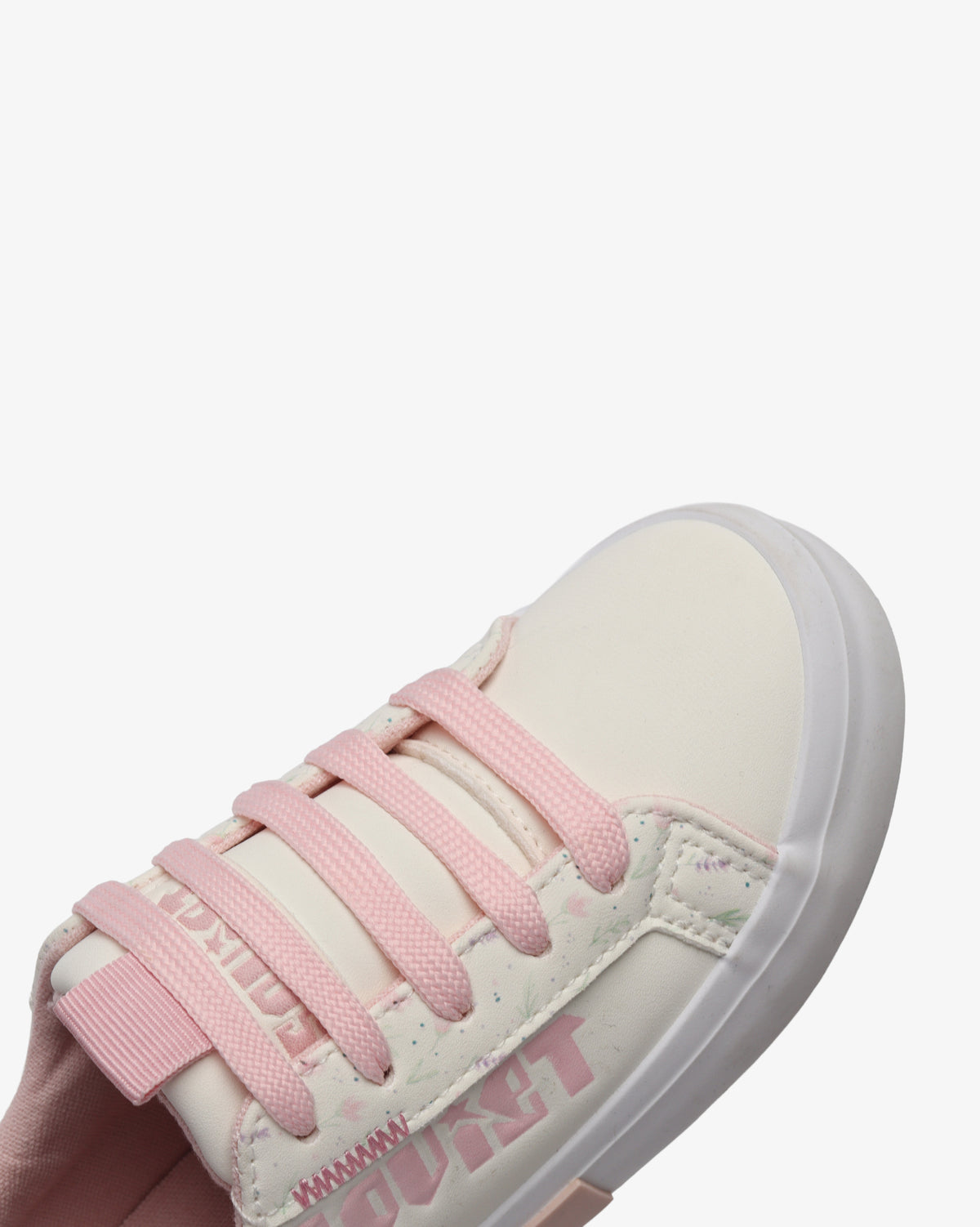 Kids Hollywood low cut PU sneaker by Soviet featuring white floral design and comfortable footwear for children.