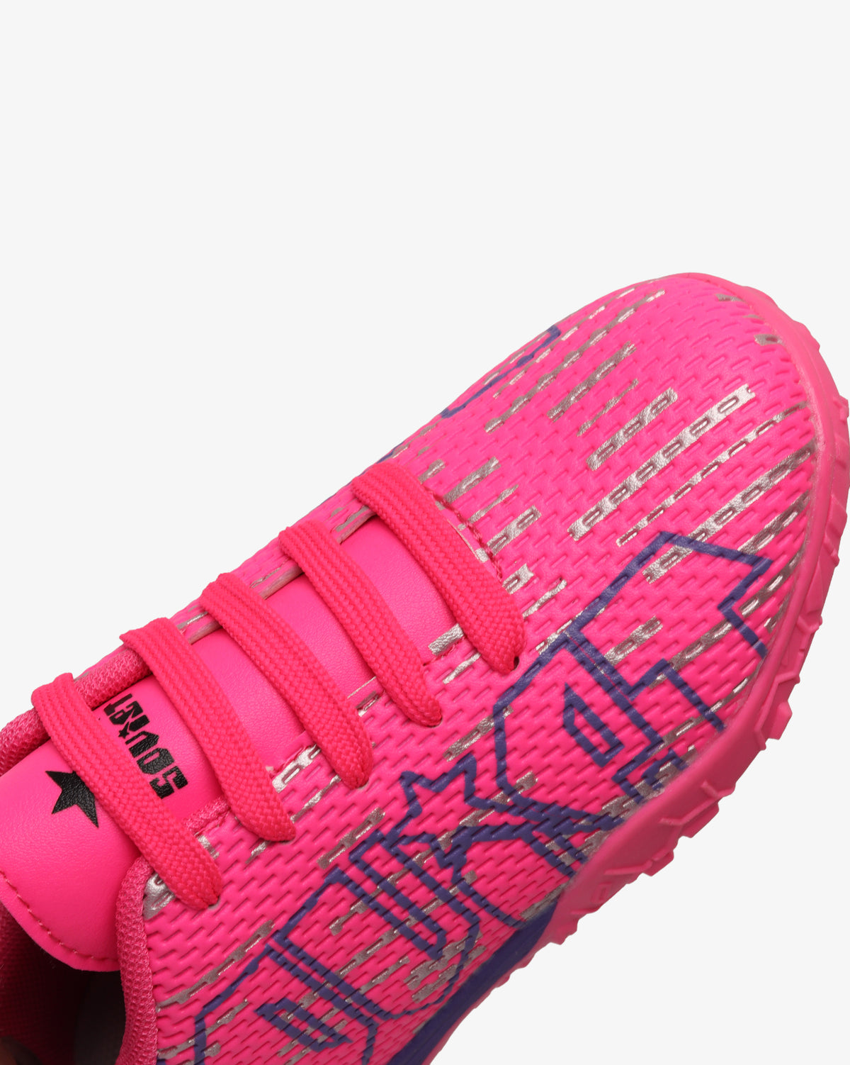 Kids' Soviet Mbappe casual lace-up sneaker in pink, silver, and purple with plim sole and PU material, designed for comfortable footwear.