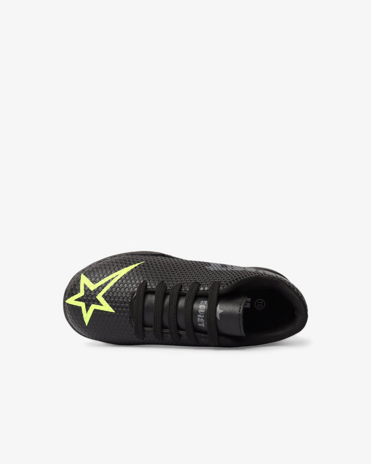 Black Soviet Youth Runner plim casual PU lace-up sneaker with lime accents, stylish athletic footwear for active youth.