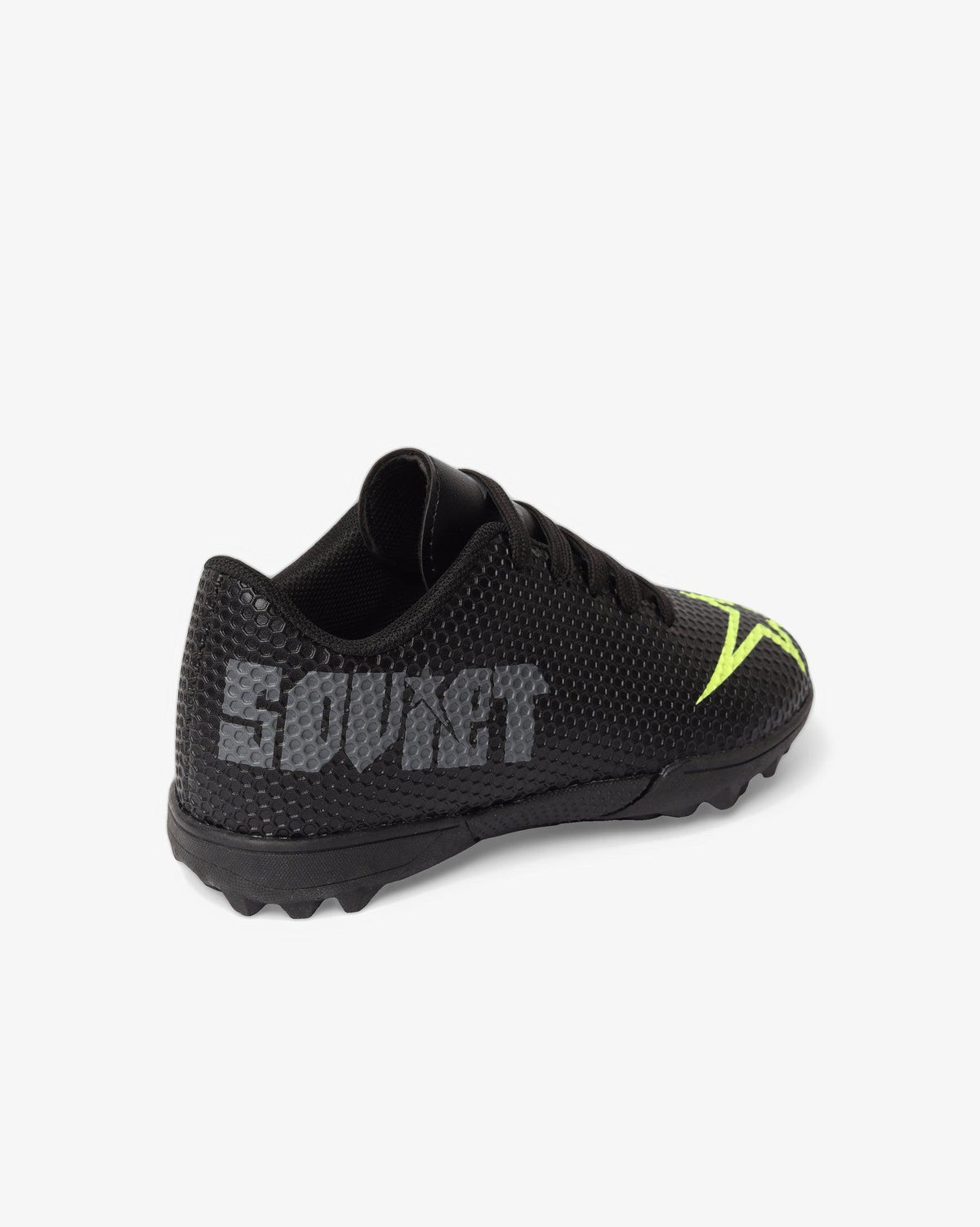 Black Soviet Youth Runner Plim casual PU lace-up sneaker with lime accents, designed for comfortable, stylish footwear.