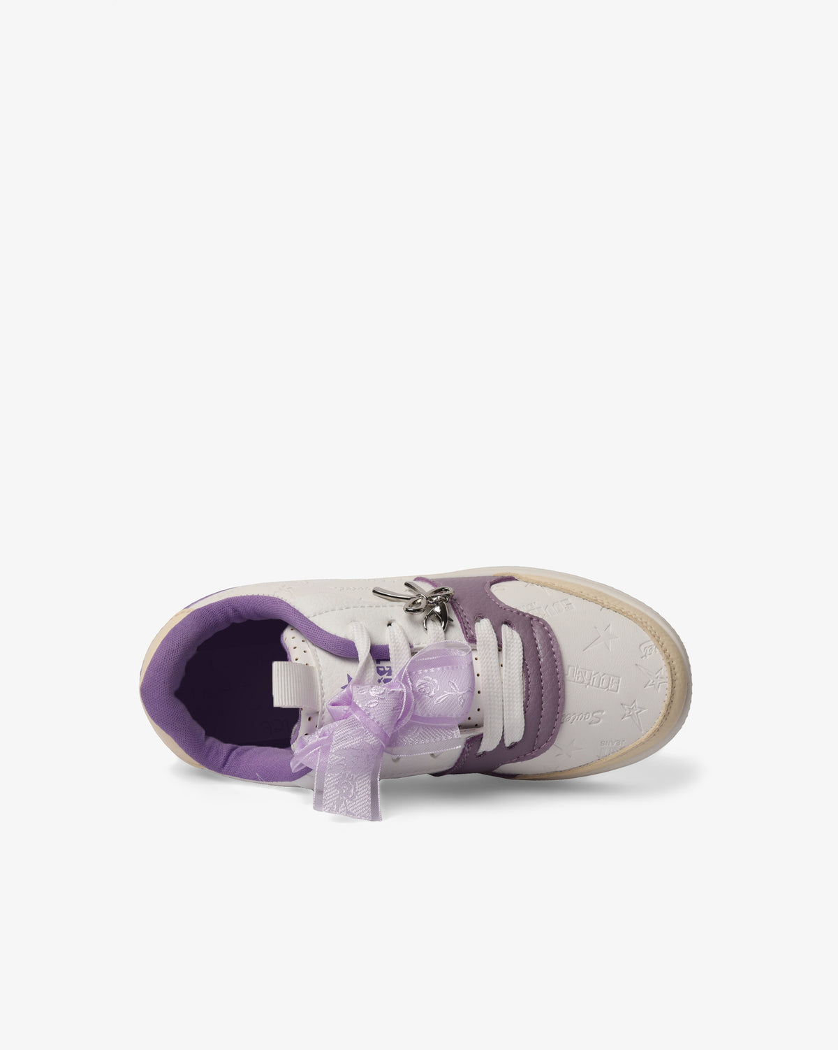 Kids Soviet Scarlett low cut casual platform sneaker in white beige and lilac, showing the lightweight footwear design for children.