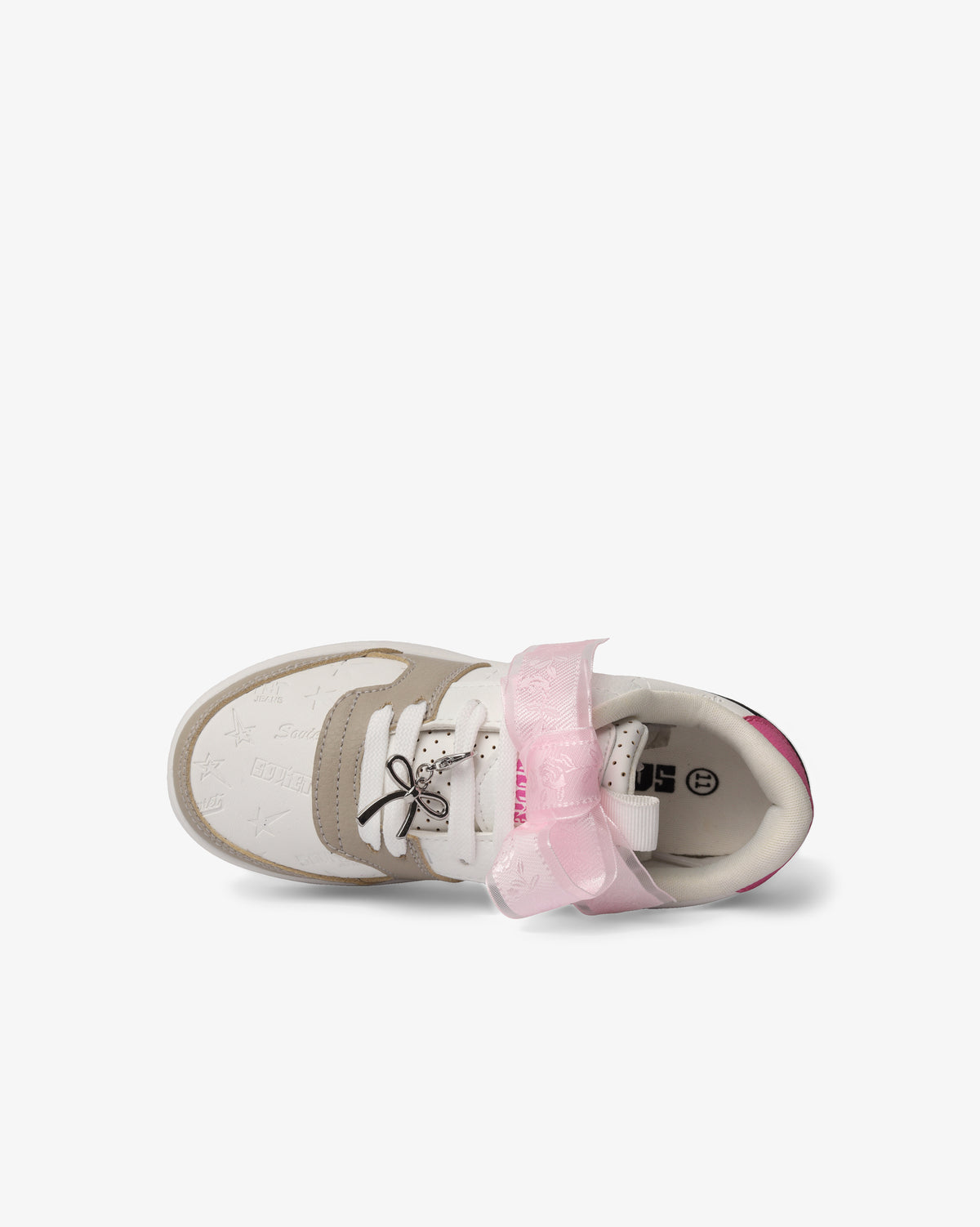 Kids Soviet Scarlett low cut casual platform sneaker in white, pink, and black with a sporty, comfortable footwear design.