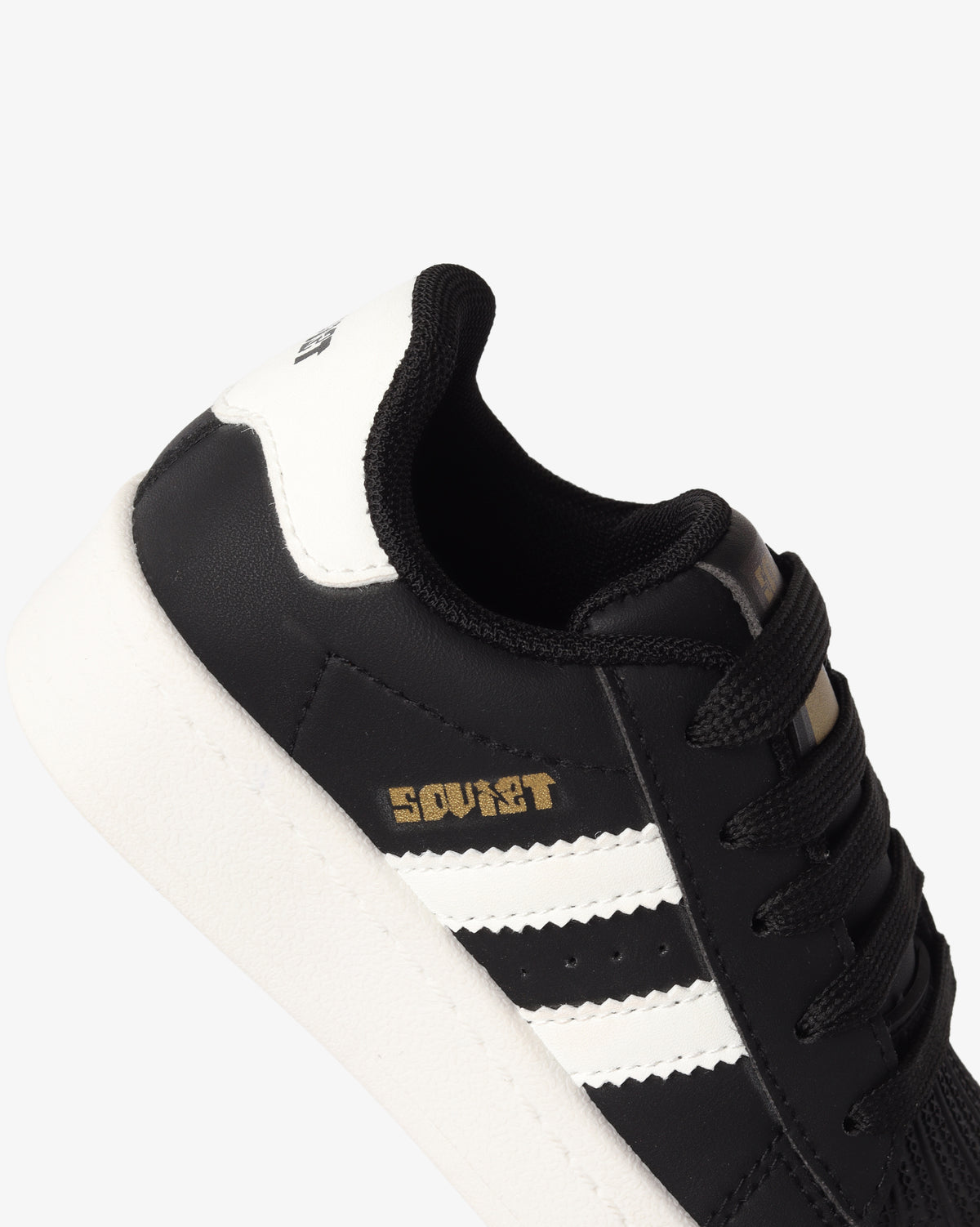 Black and white Soviet Youth Stargaze Platform low cut casual footwear with a chunky sole and modern design.