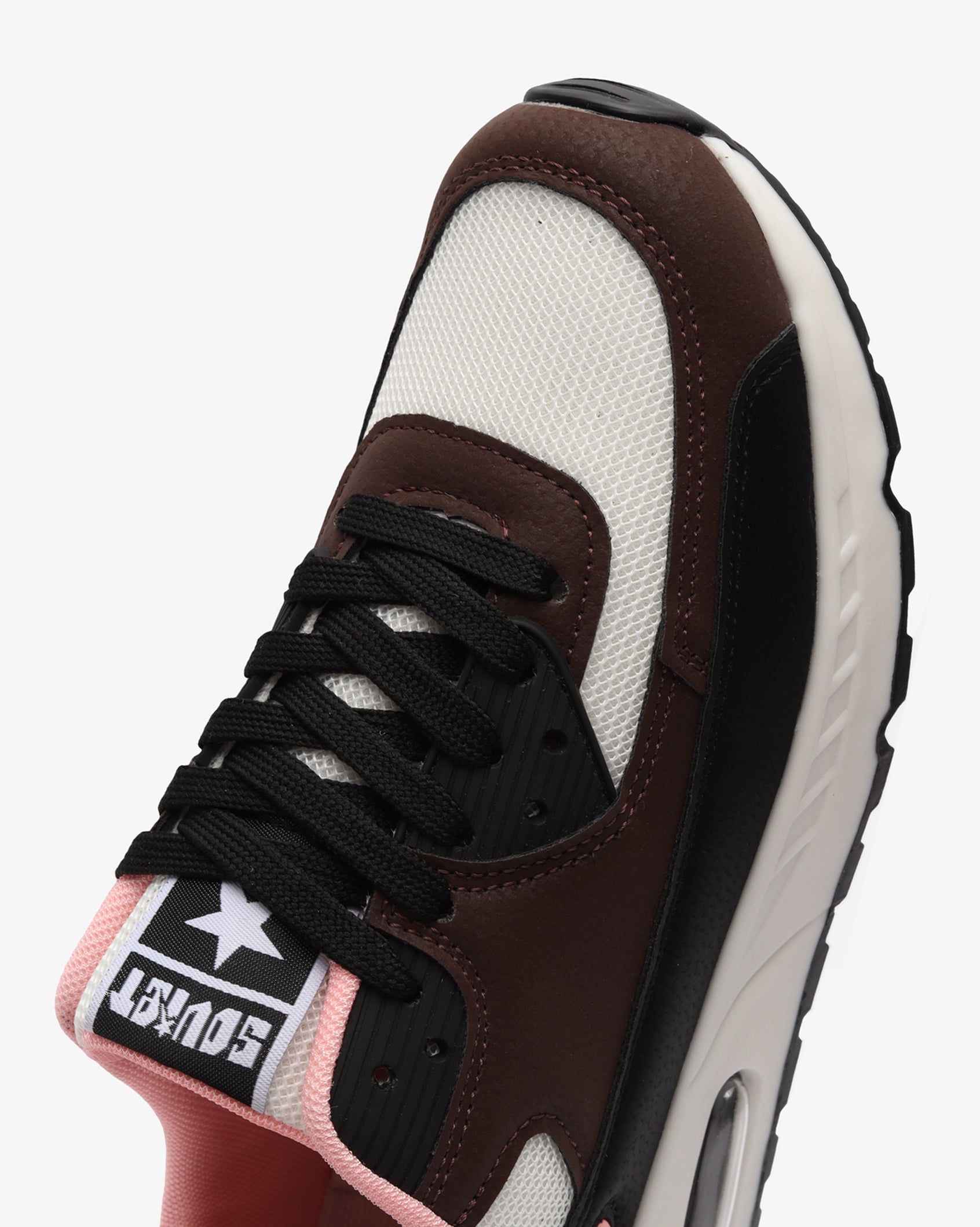Ladies Soviet Kirk Airbubble athleisure sneaker in white, brown, and black featuring modern sporty design and comfort-focused footwear.
