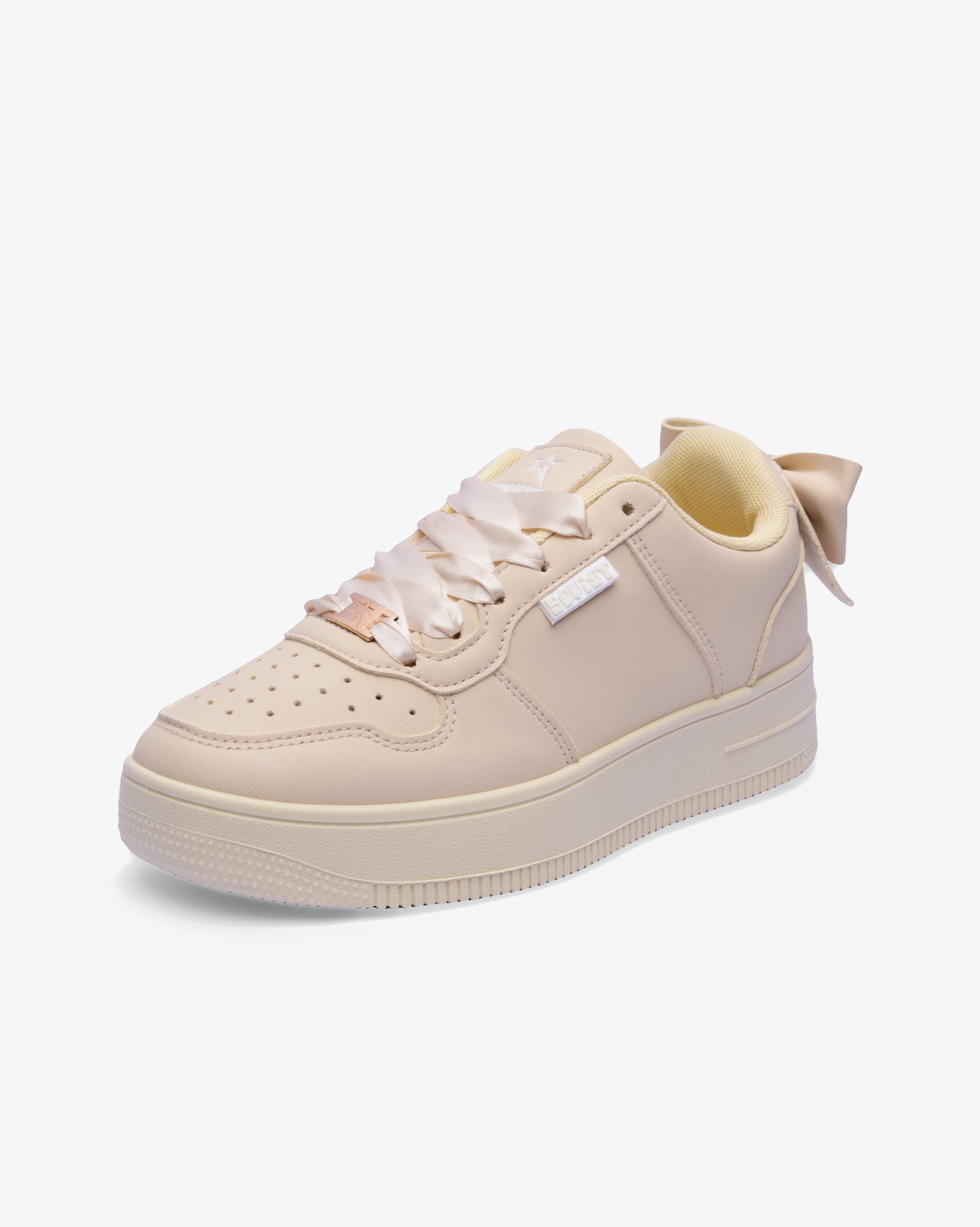 Ladies Leandro Bow - PU Sneaker With Bow/Satin Laces