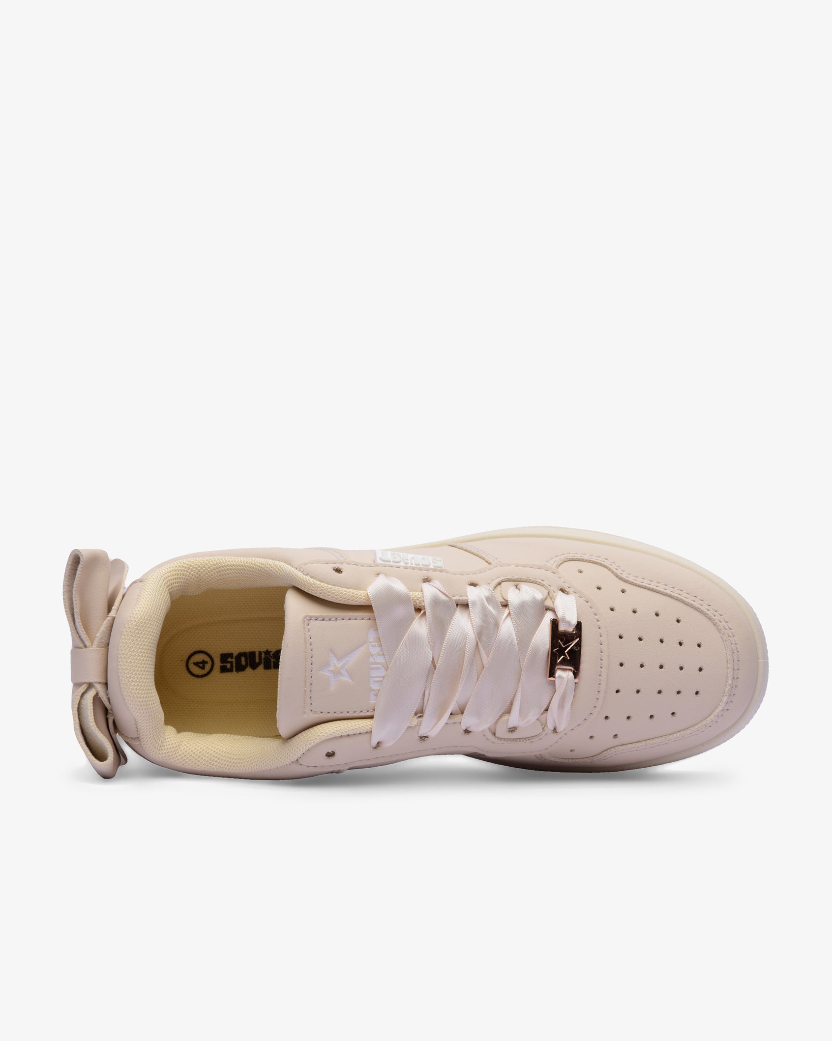 Ladies Leandro Bow - PU Sneaker With Bow/Satin Laces
