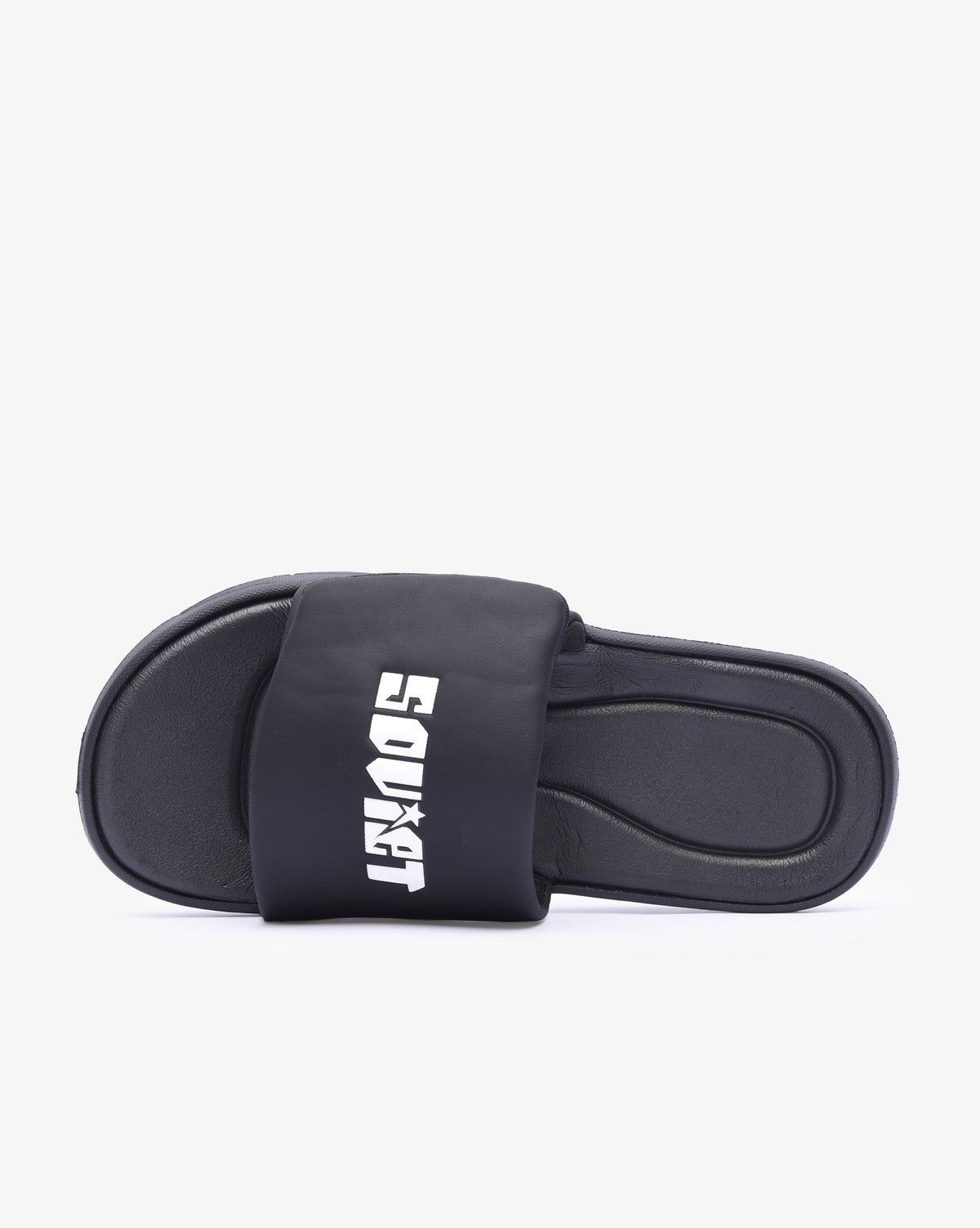 Black ladies Eva padded slider sandals by Soviet featuring a sleek design and comfortable padded straps.