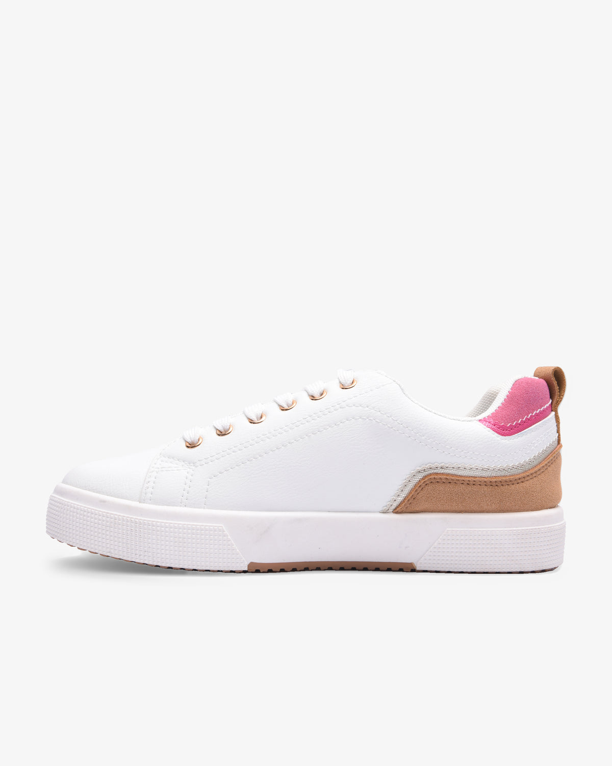 Ladies Mahogany - PU Multi Panel Lace Up Sneaker