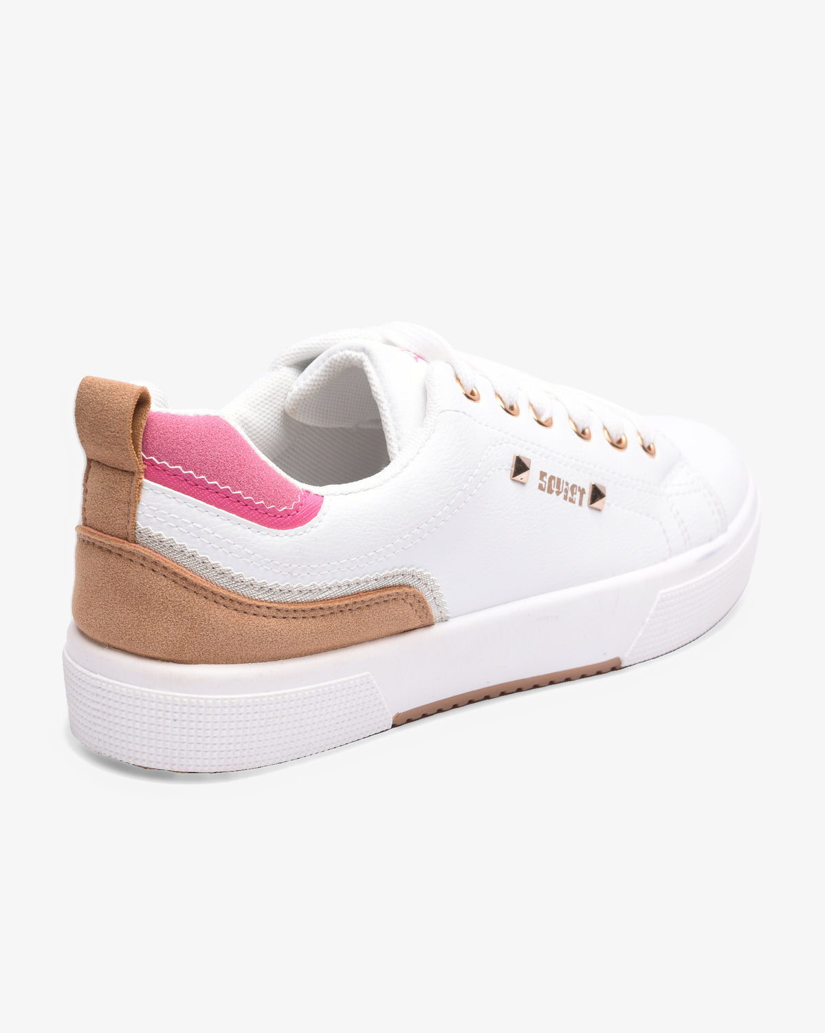 Ladies Mahogany - PU Multi Panel Lace Up Sneaker
