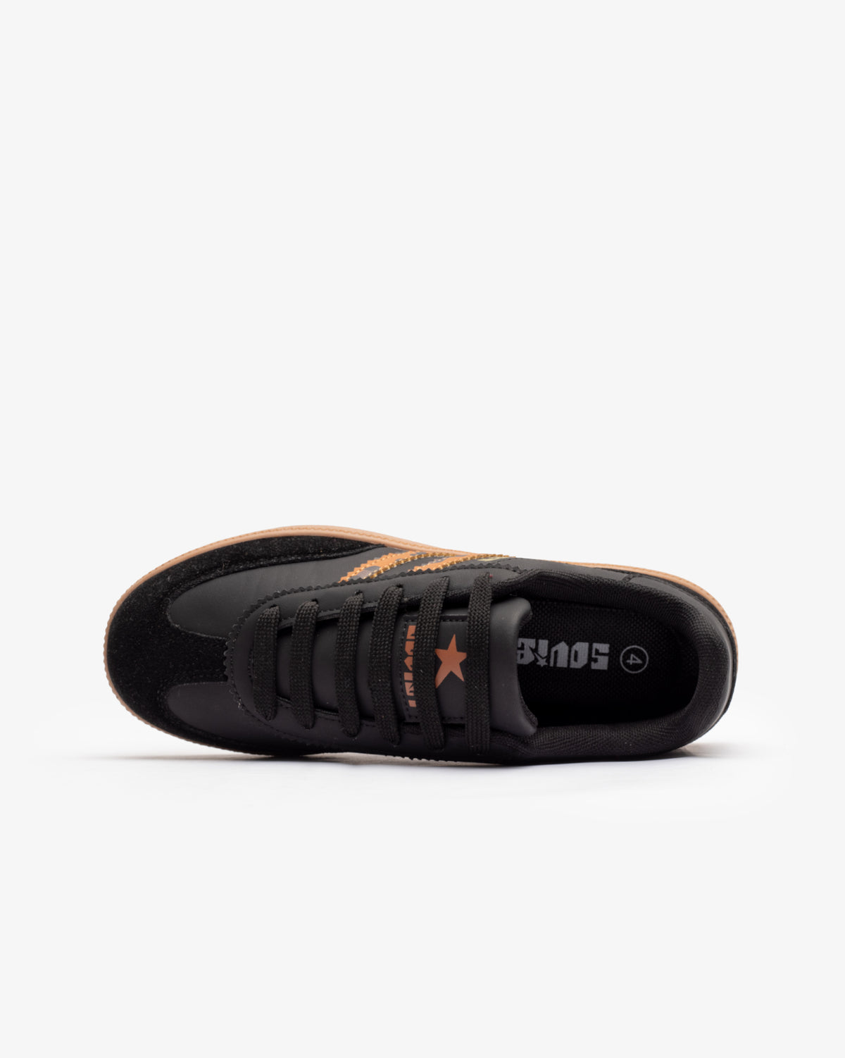 Black leopard print Ladies Ness low cut casual sneaker by Soviet, showing the stylish footwear with lace-up design and comfortable sole.