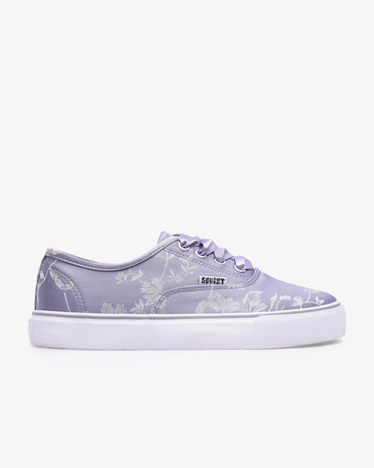 Ladies Orchid - Low Cut Lace Up Floral Canvas