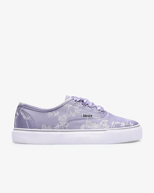 Ladies Orchid - Low Cut Lace Up Floral Canvas