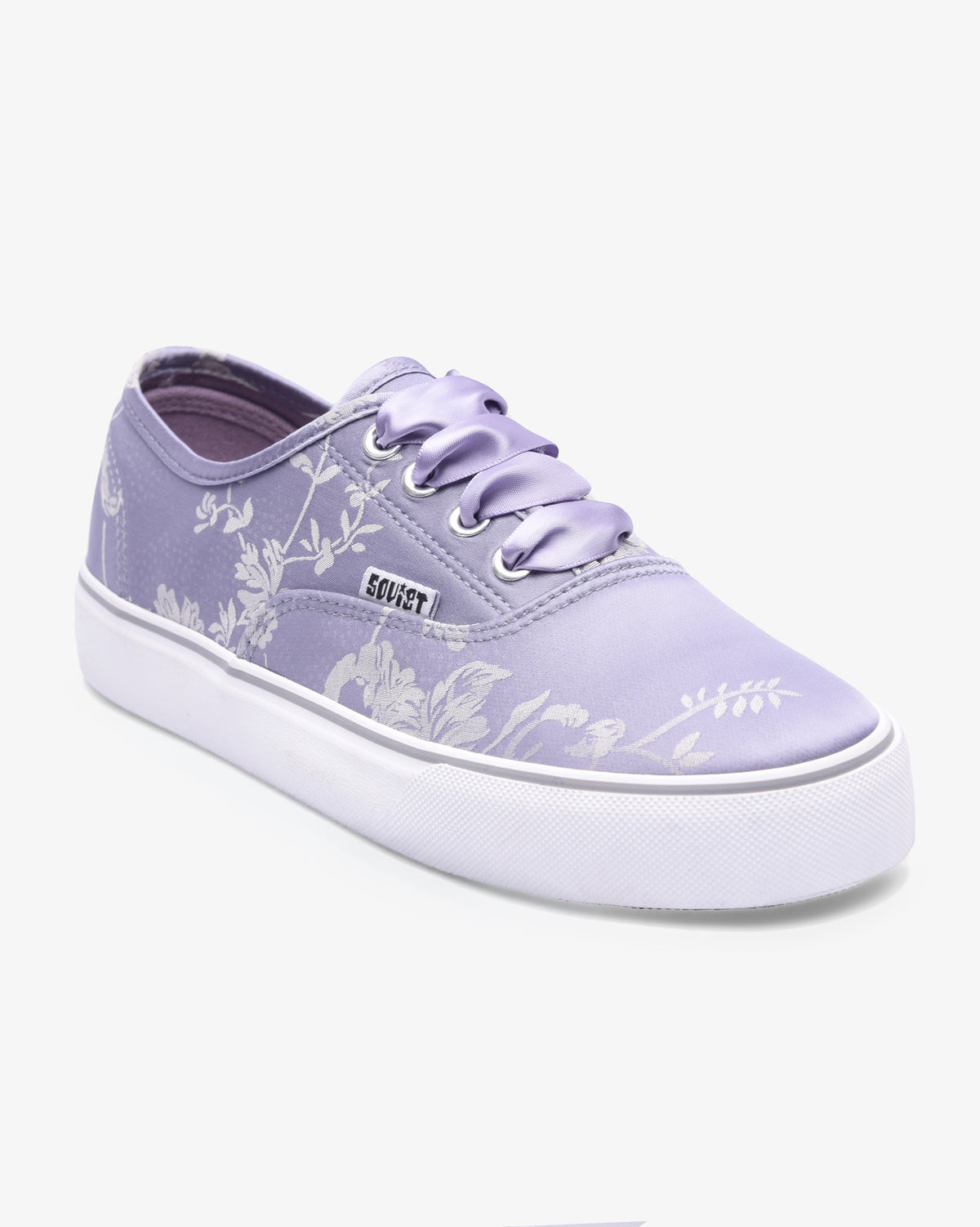 Ladies Orchid - Low Cut Lace Up Floral Canvas