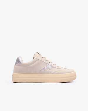 Cream and silver women's fashion platform sneaker from Soviet's Ladies Paris collection, showcasing stylish footwear design.
