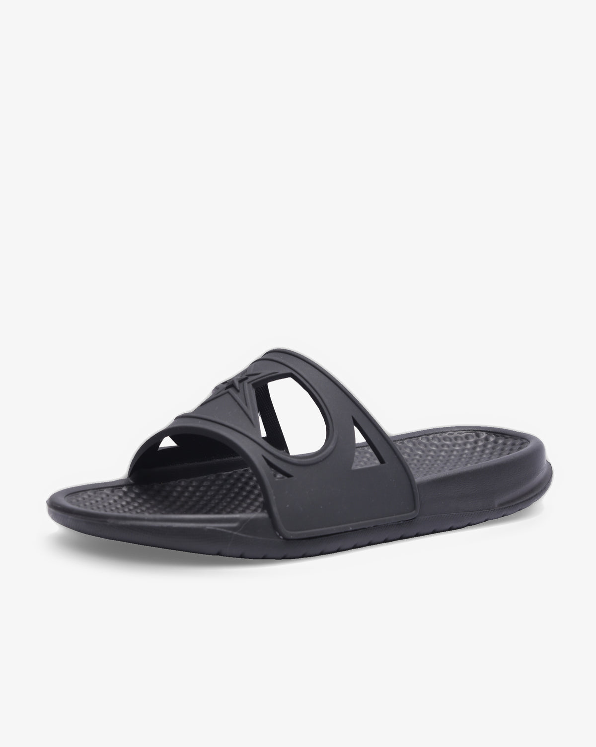 Black Soviet Ladies Rachelle Eva padded slider footwear with cushioned straps and sleek design.