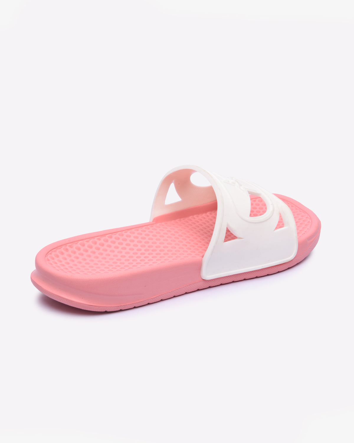 Pink and white Eva padded slider footwear for ladies from Soviet, featuring a comfortable slip-on design and cushioned footbed.