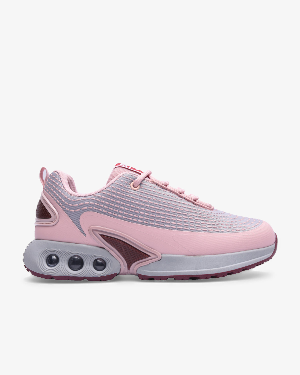 Soviet Ladies Rhapsody minimalist athleisure trainer in grey with pink accents, showcasing sleek sneaker design and comfortable footwear.
