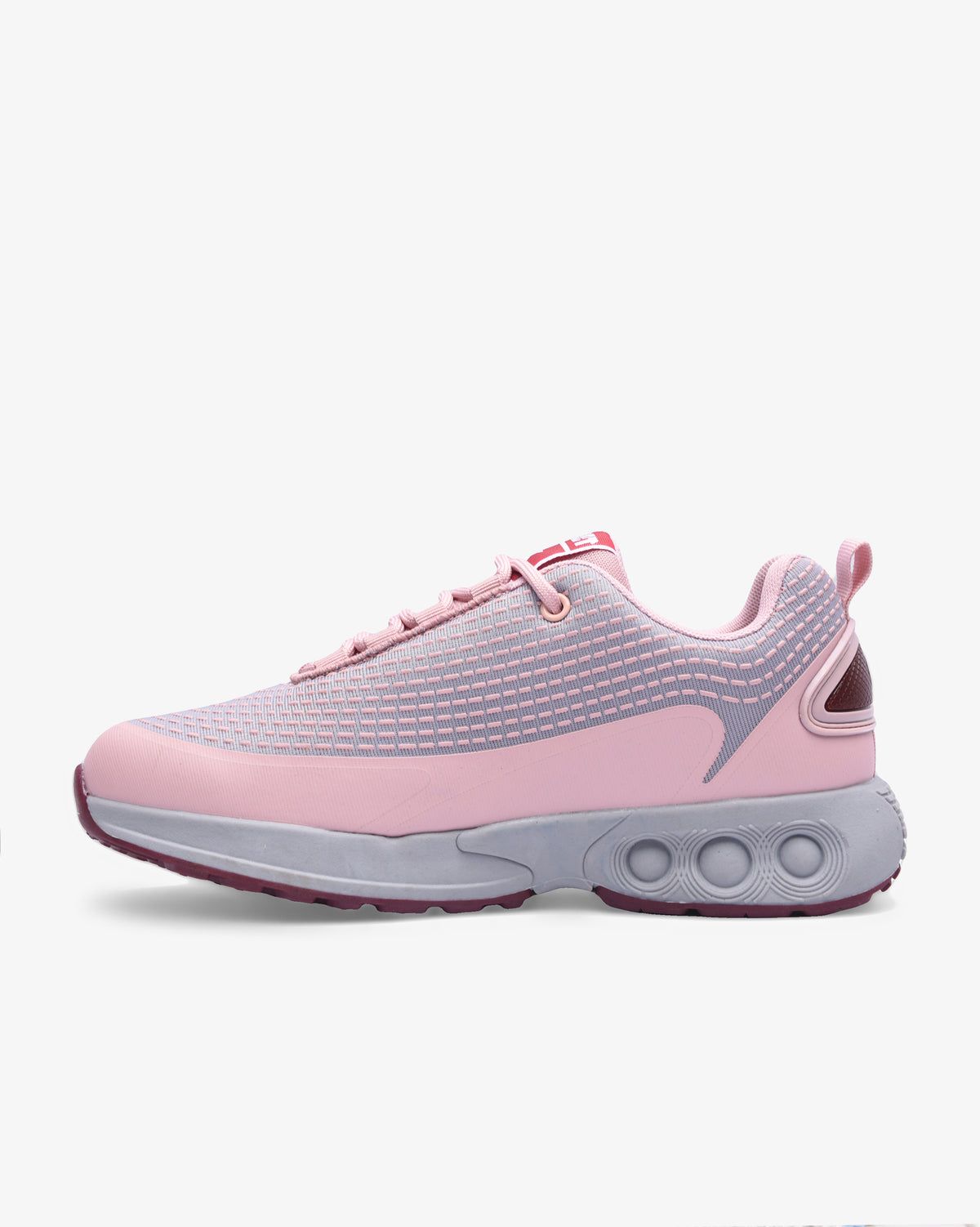 Ladies Soviet Rhapsody minimalist athleisure trainers in grey with pink accents, showcasing sleek footwear design.