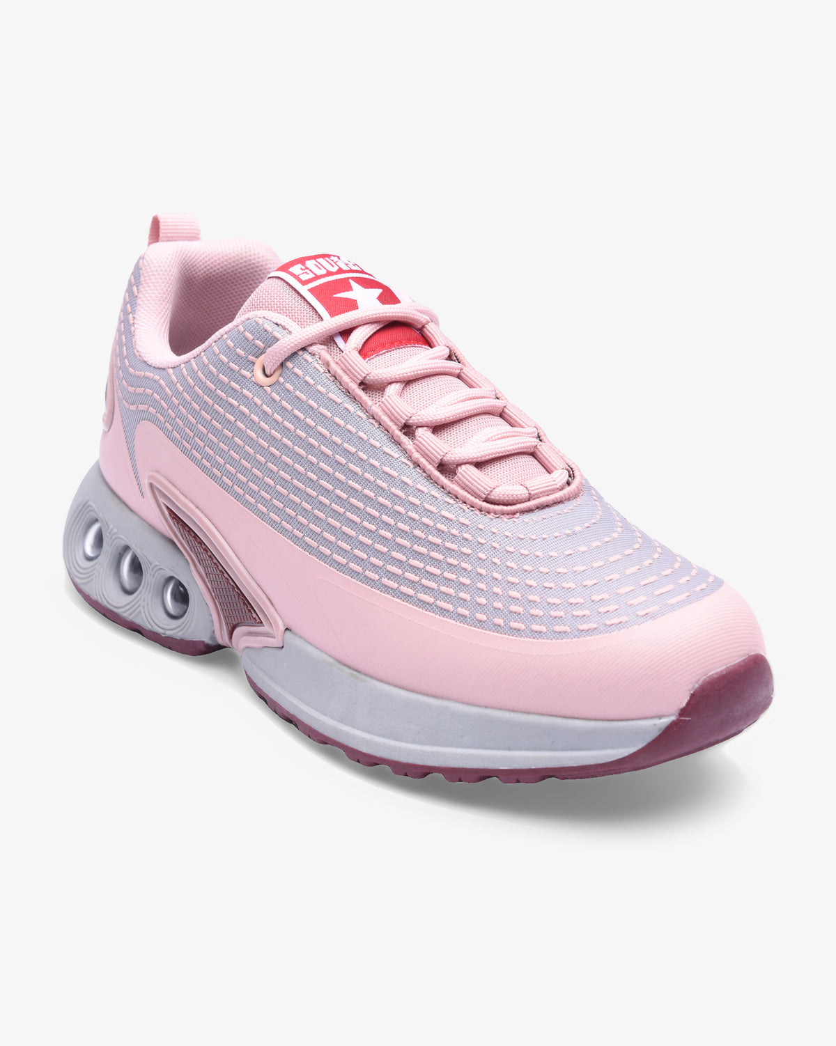 Soviet Ladies Rhapsody minimalist athleisure trainers in grey, monodust, and pink, featuring sleek design and comfortable footwear style.