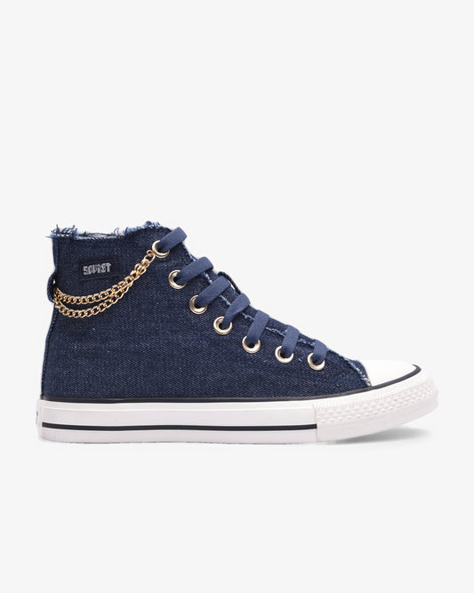 Ladies Viper - Hi Cut Denim Chain Sneaker