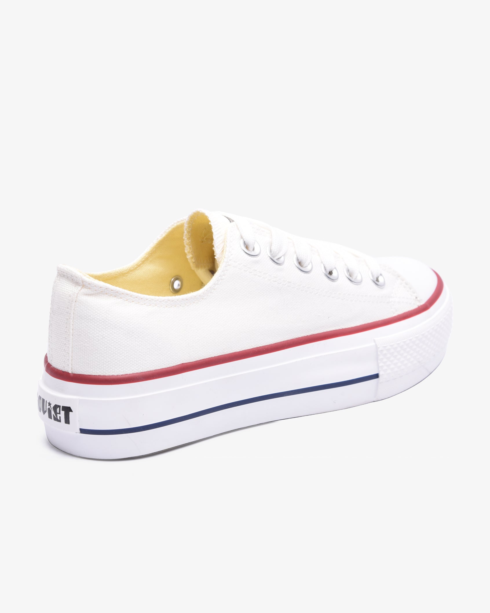 Soviet Ladies Viper Platform S26 low cut canvas footwear with a 4cm vulcanized platform in white, showcasing stylish and comfortable design.
